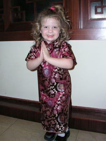 Emmy in her new Chinese dress