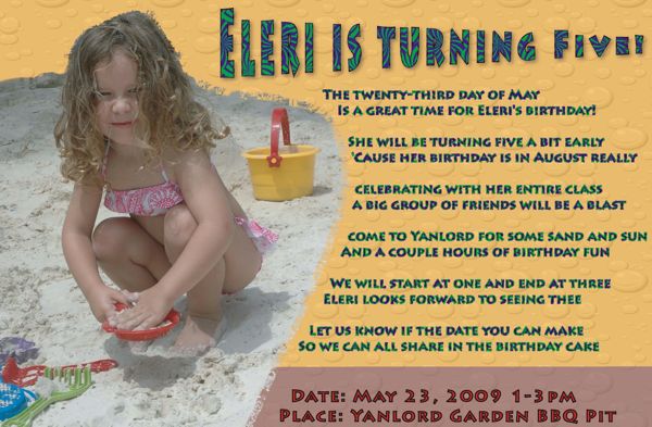 Eleri's Bday Invite 2009